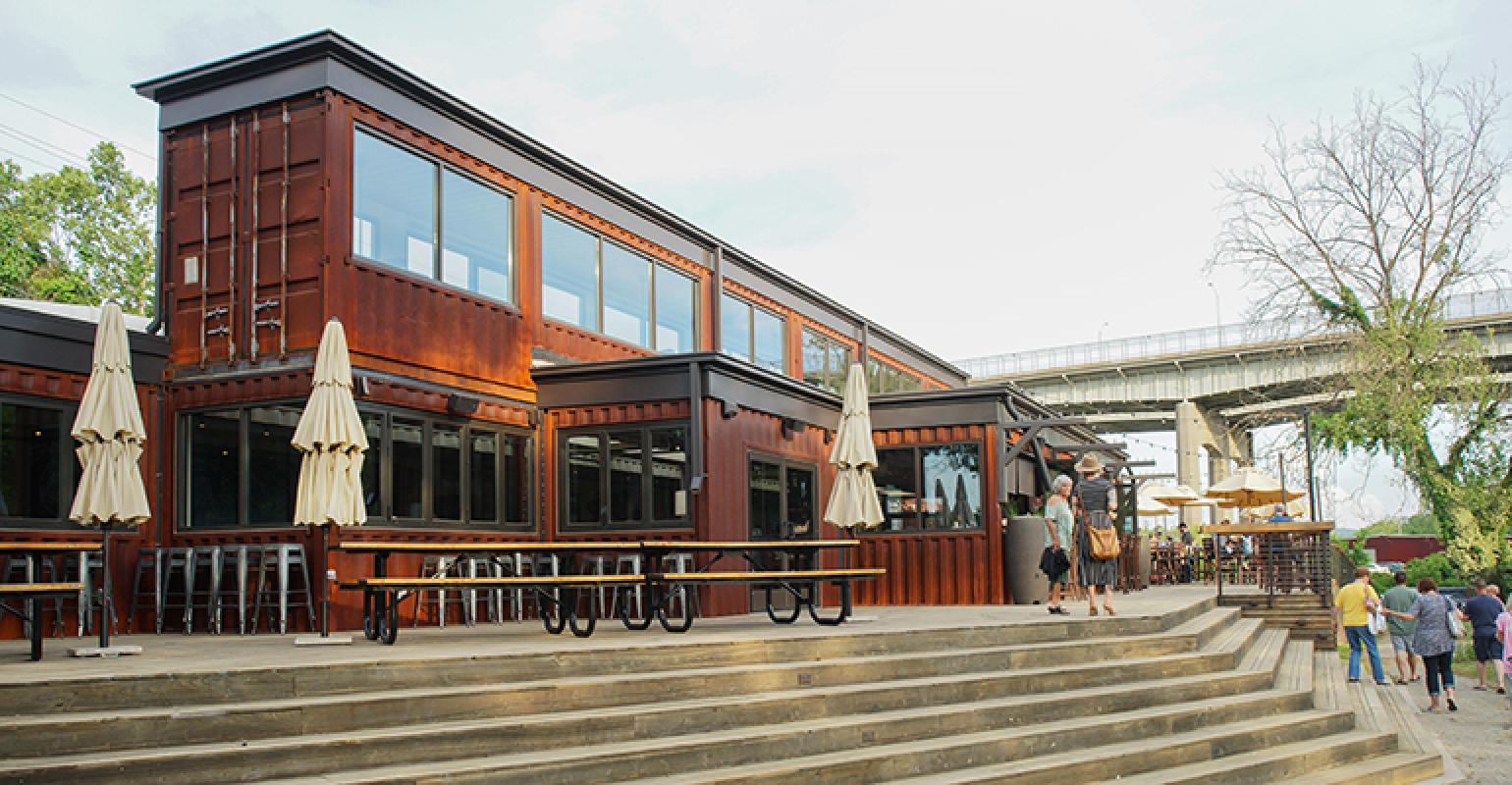 Restaurants pop up inside recycled shipping containers