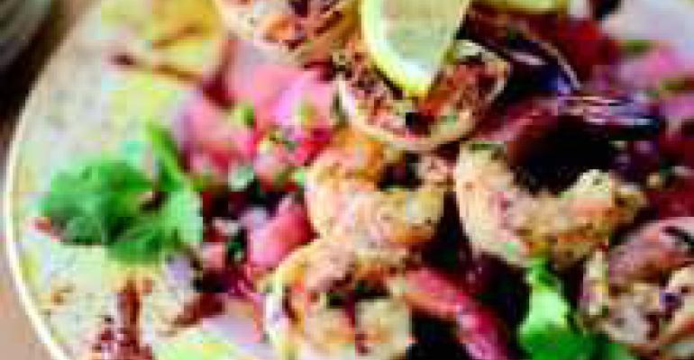 BBQ Mexican Shrimp with Hoisin Sauce and Watermelon Salsa