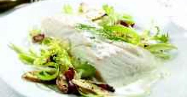 Wisconsin Blue Cheese Poached Halibut