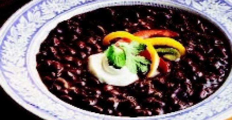 Black Bean Soup with Marinated Peppers