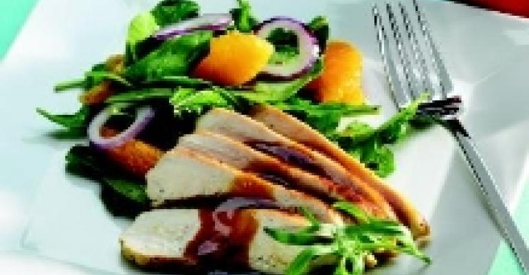 Warm Chicken Salad with Tangerine, Tarragon and Arugula