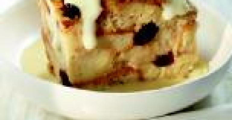 Cinnamon Raisin Bread Pudding with Vanilla Pudding Sauce