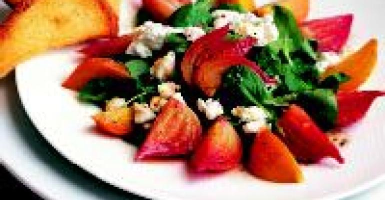 Roasted Beet and Goat Cheese Salad with Soy and White Truffle Oil Vinaigrette