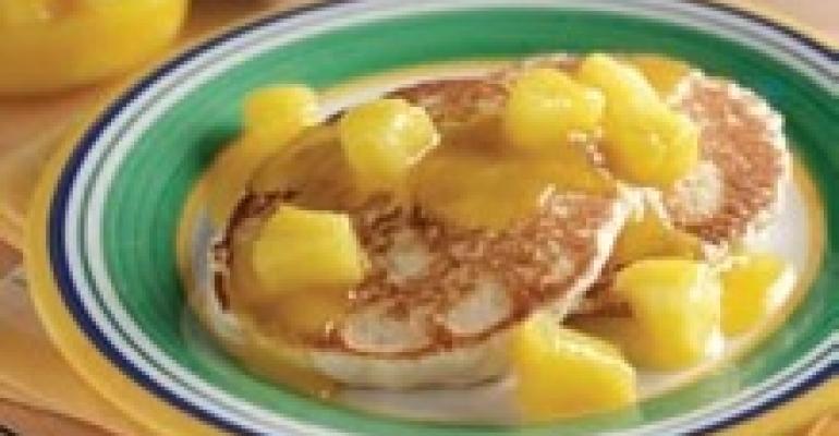 Mango Pineapple-Sauced Pancakes
