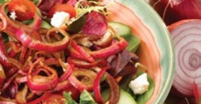 Garden Salad with Balsamic Marinated Onions