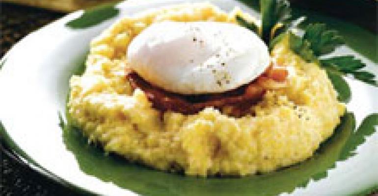 Creamy Polenta with Poached Egg and Crispy Pancetta