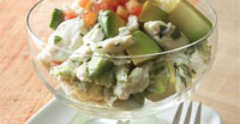 Crab Avocado Parfait with Zesty Plantain Chips