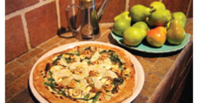 Roasted Pear, Walnut and Gorgonzola Pizza