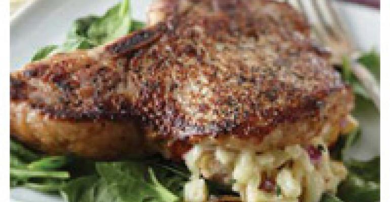 Grilled Pork Chops Stuffed with Cheese and Cortland Apples