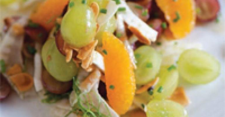Grape, Toasted Almond and Shaved Fennel Salad with Vanilla-Grape Vinaigrette