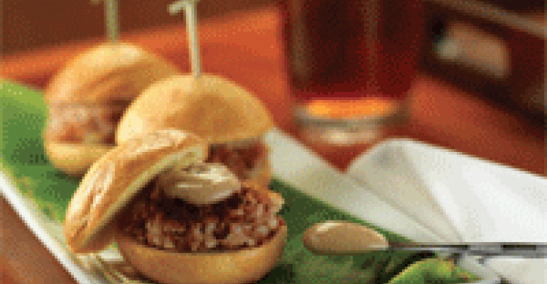 Bacon and Blue Cheese Sliders with Pear Ketchup