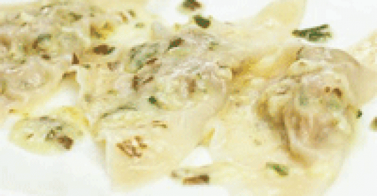 Duck Confit and Boursin Cheese Ravioli with Tarragon Beurre Blanc