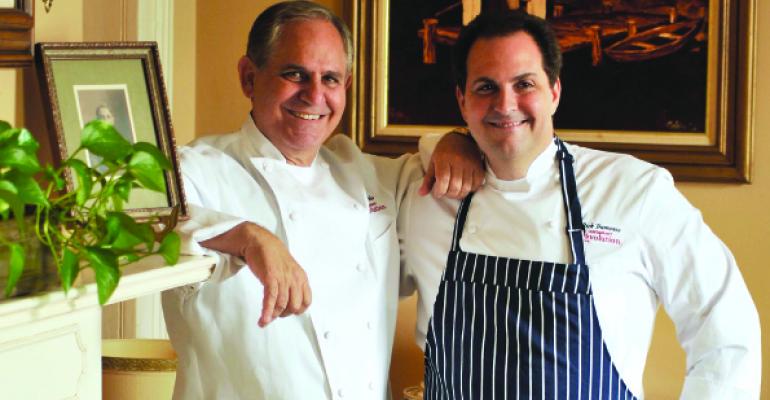 John Folse at left and Rick Tramonto spent nearly two years developing their Restaurant Rrsquoevolution concept