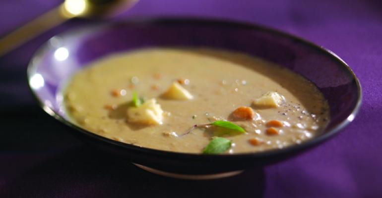 Chick Pea and Grilled Eggplant Soup with Wisconsin Brie