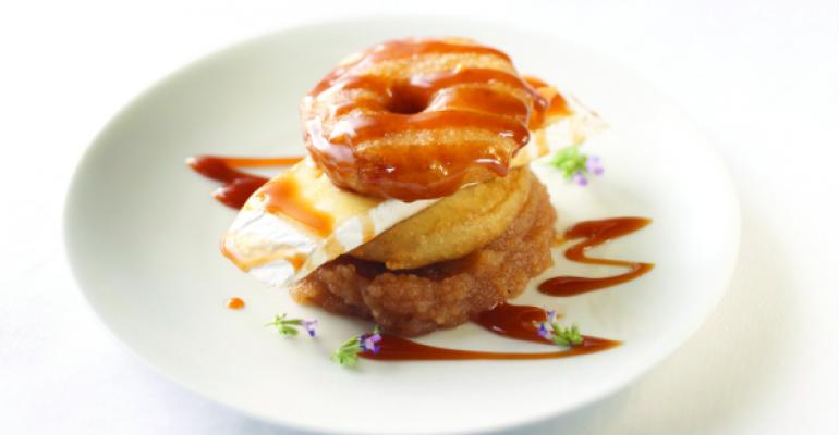 Wisconsin Brie With Crispy Apple Fritters, Salted Caramel and Apple Butter