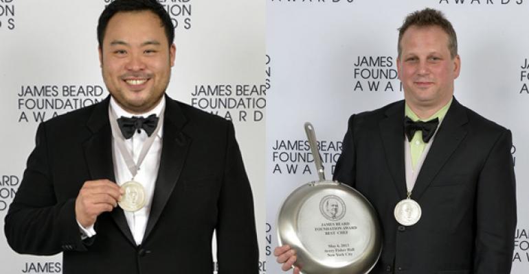 David Chang left and Paul Kahan right shared best chef honors