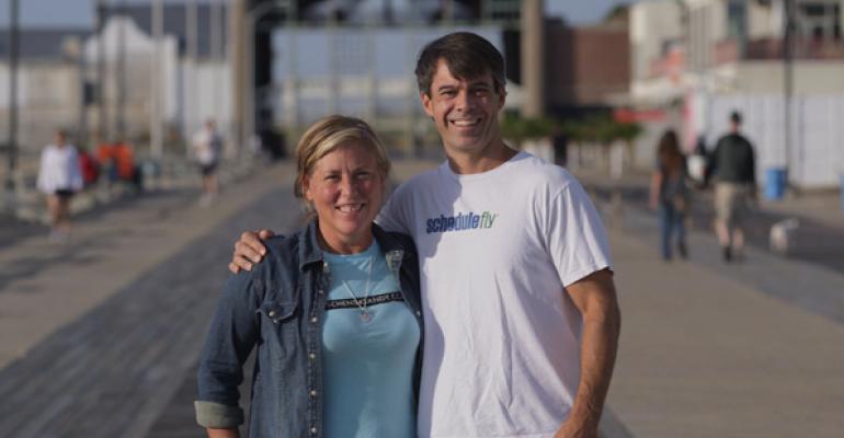 Marilyn Schlossbach and Wil Brawley on the boardwalk in front of one of Marilynrsquos restaurants Langosta Lounge in Asbury Park NJ