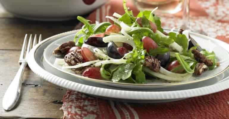 Fennel, Grape and Arugula Salad with Candied Pecans