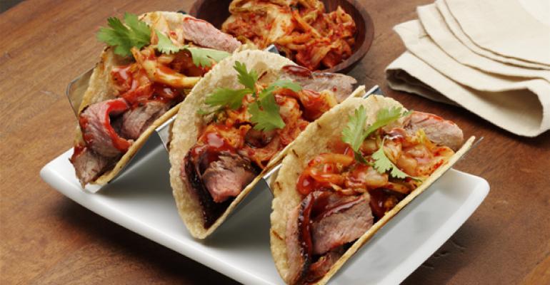 Grilled Sirloin Tacos with Barbecue Kimchee