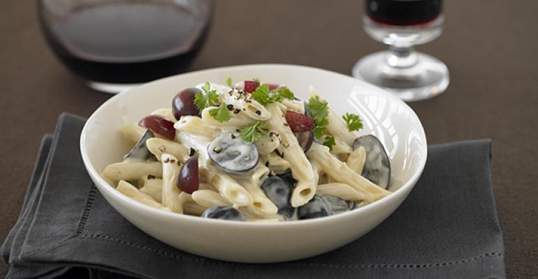 Creamy Penne with Blue Cheese and Grapes