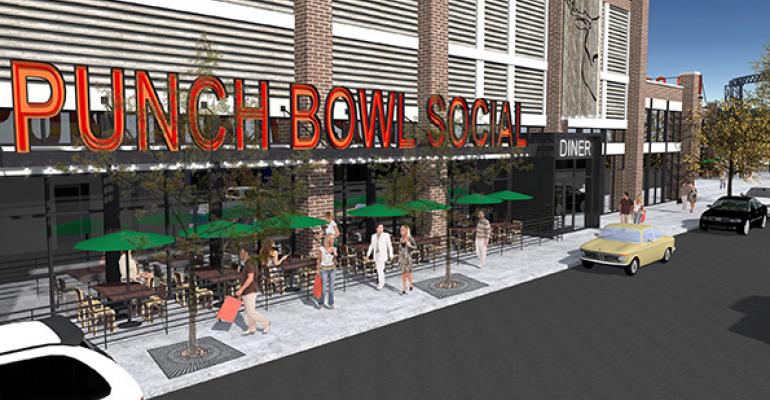 A rendering of the Punch Bowl Social expected to open in The Flats neighborhood of downtown Cleveland in June