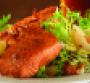 Salmon Salad with Poached Pear and Bacon Sherry Vinaigrette