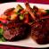 Mesquite-Smoked American Lamb Chops with Garden Tomato, Rustic Panzanella Bread and Basil Leaf Salad